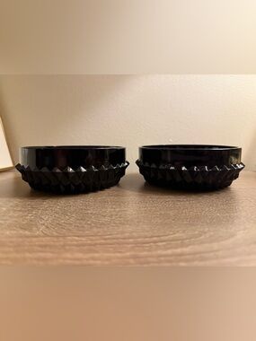 Vintage Tiara Indiana Glass Cameo Black Diamond Point bowls